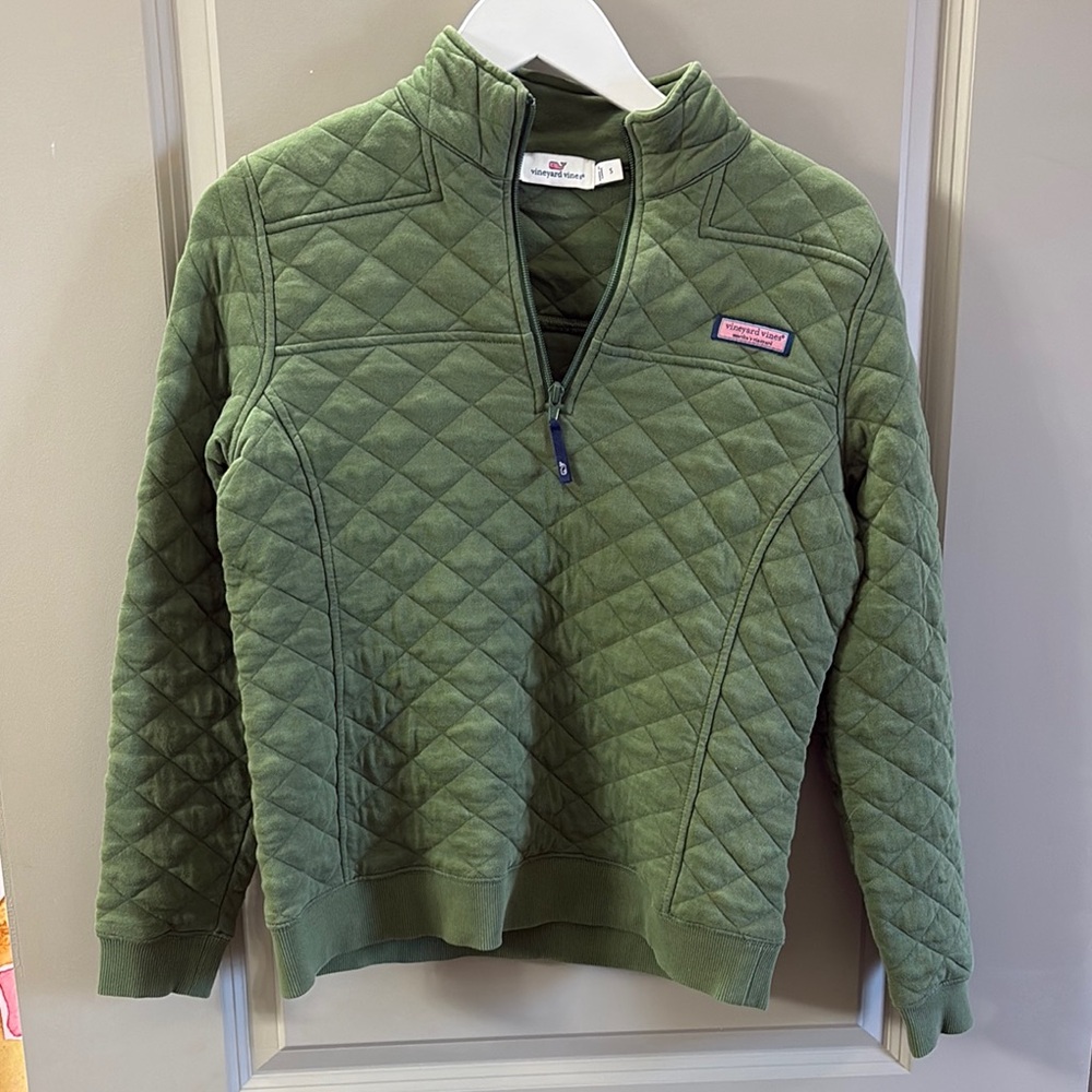 Vineyard Vines Green Quilted Pullover Sz Small